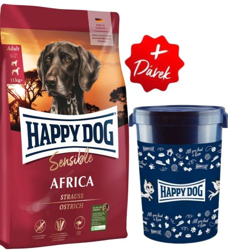 Akce Sensible Africa 12,5kg + Barel na krmivo Happy Dog velký 43 l 