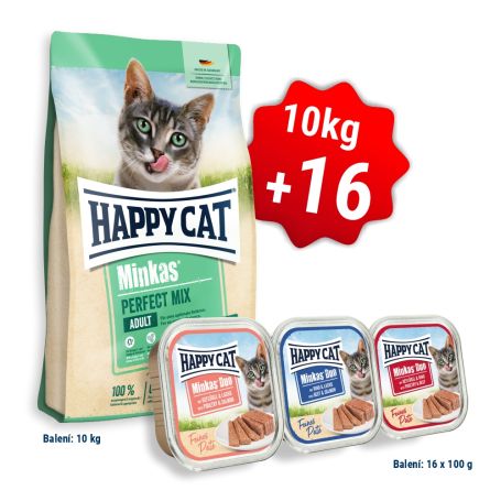 AKCIA HC Minkas Perfect Mix Geflügel, Fisch & Lamm 10 Kg  + 16x Minkas Duo Paté 100 g
