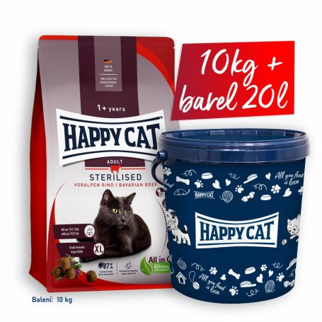 AKCE HC Sterilised Voralpen-Rind 10kg + malý barel 20l 