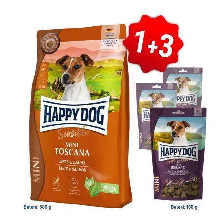 Akcia Mini Toscana 800g + 3x Soft Snack Mini Ireland 100g SK