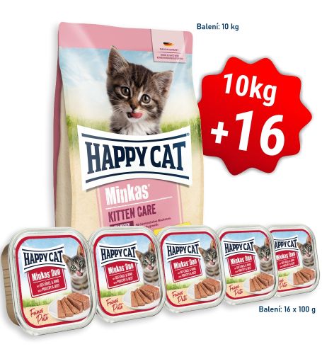AKCIA HC Minkas Kitten Care Geflügel 10 Kg  + 16x Minkas Duo Paté Hydina & Hovädzie 100 g 