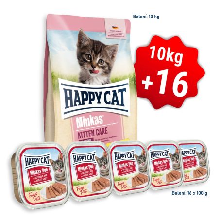 AKCIA HC Minkas Kitten Care Geflügel 10 Kg  + 16x Minkas Duo Paté Hydina & Hovädzie 100 g 