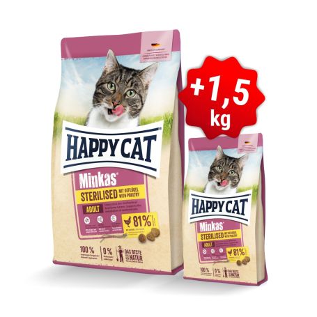Akcia Minkas Sterilised Geflügel 10 kg + 1,5 kg (SK)