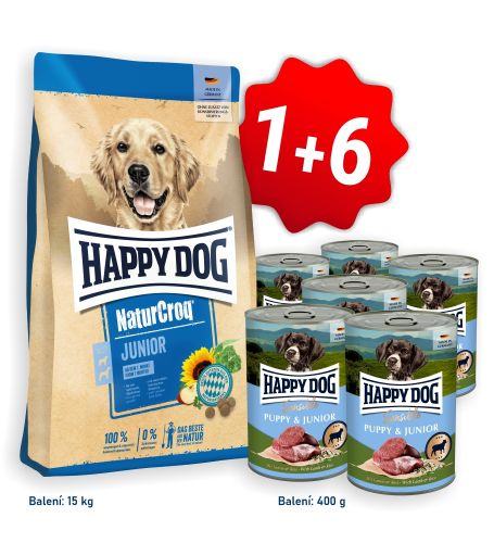 AKCE NaturCroq Junior 15 kg + 6x konzerva Puppy & Junior Lamm - jehněčí 400 g 