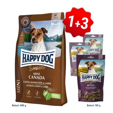 Akcia Mini Canada 800g + 3x Soft Snack Mini Ireland 100g SK