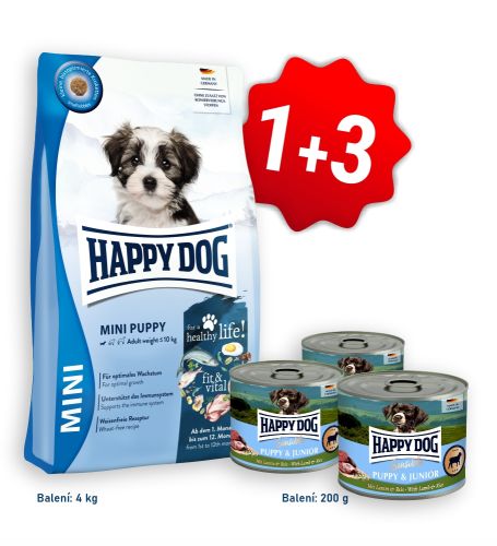 Akce Fit&Vital Mini Puppy 4 kg + 3x konzerva Puppy & Junior Lamm - jehněčí 200 g