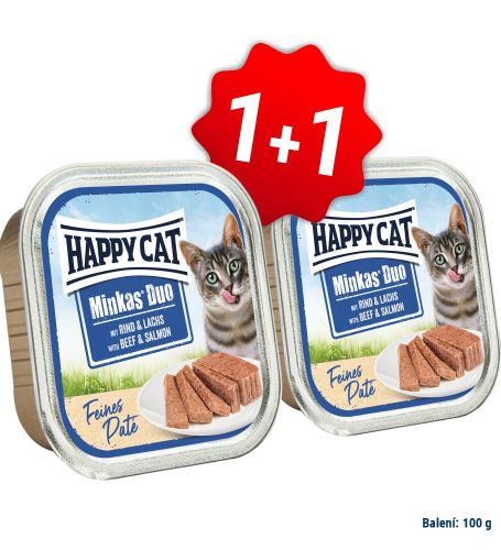 AKCIA Minkas Duo Paté Hovädzie a Losos 100g 1+1 (SK) 