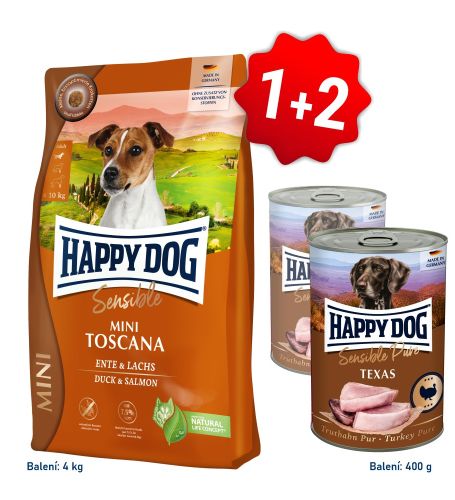 Akce Mini Toscana 4kg  + 2x konzerva Truthahn Pur 400g  
