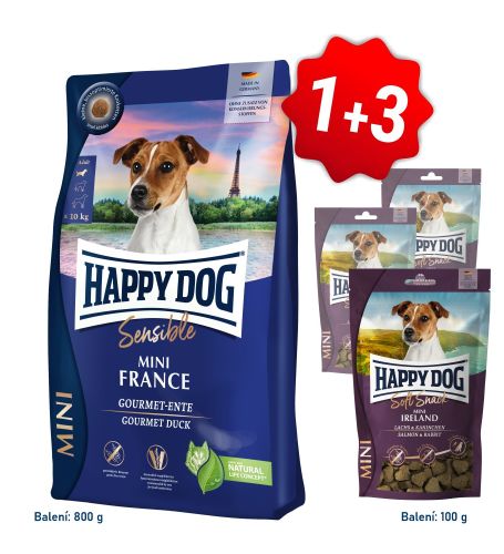 Akcia Mini France 800g + 3x Soft Snack Mini Ireland 100g SK