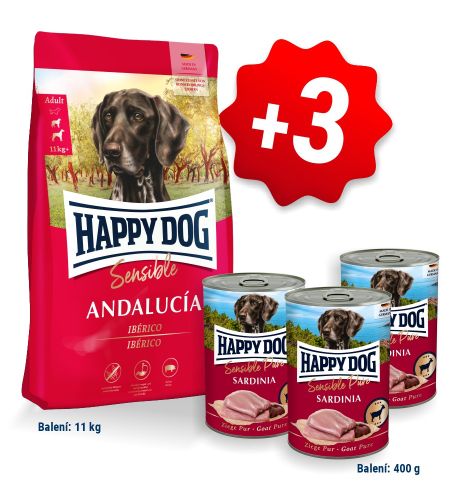 AKCIA HD Sensible Andalucía 11kg + 3x Konzerva Ziege Pur (Sardinia) 400g  