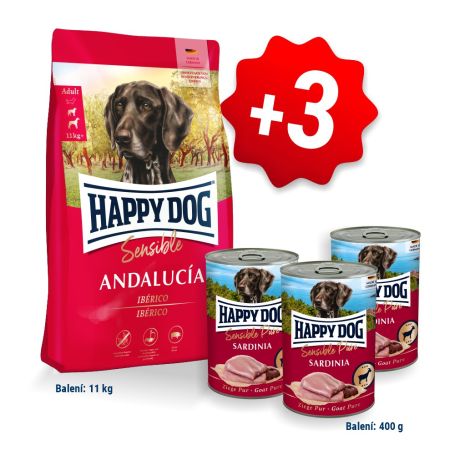 AKCIA HD Sensible Andalucía 11kg + 3x Konzerva Ziege Pur (Sardinia) 400g  