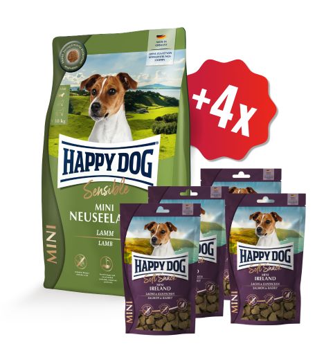AKCE Mini Neuseeland 10 kg + 4 x Soft Snack 100 g 