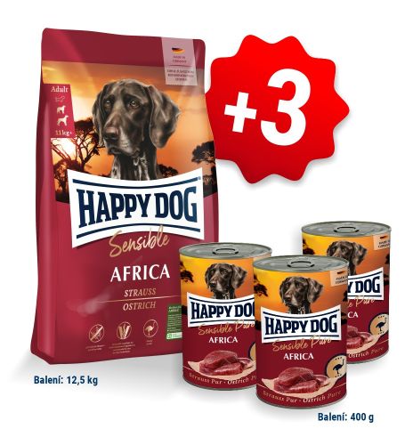 AKCE HD Sensible Africa 12,5kg + 3x konzerva Strauss Pur (Africa) 400g