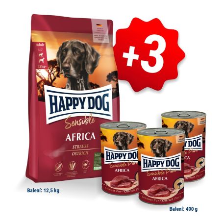 AKCE HD Sensible Africa 12,5kg + 3x konzerva Strauss Pur (Africa) 400g