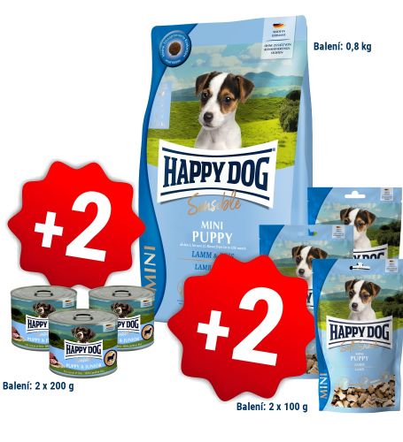 AKCIA Sensible Mini Puppy 800 g + 2 konzervy 200g a 2x pamlsek