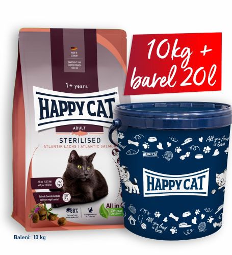 AKCE HC Sterilised Atlantic-Lachs 10kg + malý barel 20l