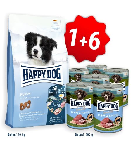 AKCE Fit & Vital Puppy 10 kg + 6x konzerva Puppy & Junior Lamm - jehněčí 400 g