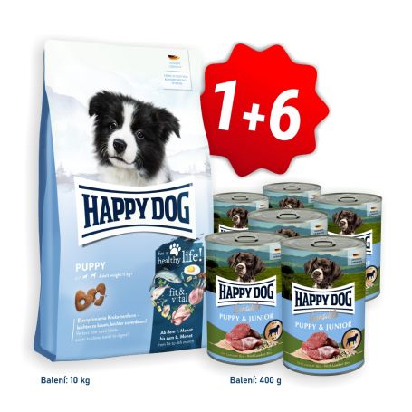 AKCE Fit & Vital Puppy 10 kg + 6x konzerva Puppy & Junior Lamm - jehněčí 400 g