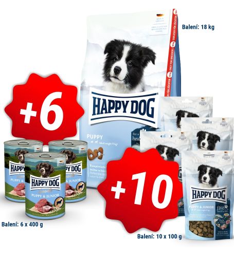 AKCE fit & vital Puppy 18 kg + 6 konzerv 400g a 10x pamlsek