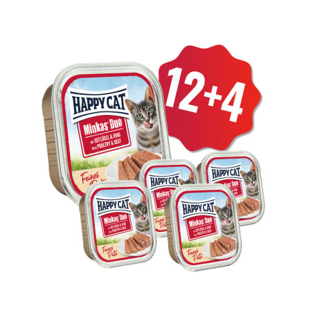 AKCIA HC Minkas Duo Paté Hydina & Hovädzie 100g 12+4 SK