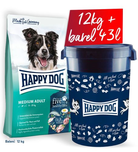 AKCE Medium Adult 12kg + barel na krmivo, velký
