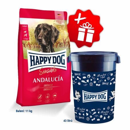 Akce Sensible Andalucía 11 kg + Barel na krmivo Happy Dog velký 43 l