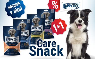 Nové Happy Dog Care Snack v akci 1+1