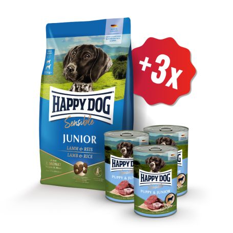 AKCE Sensible Junior Lamb & Rice 10kg + 3x konzerva Puppy & Junior Lamm - jehněčí 400 g