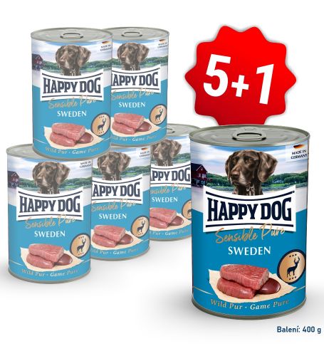 AKCE Konzerva Sensible pure Sweden - zvěřinová 400 g 5+1 