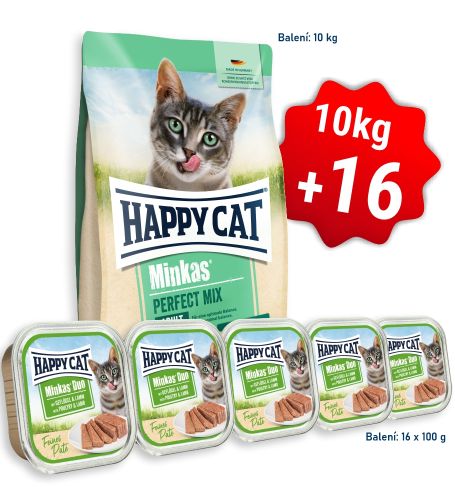 AKCIA HC Minkas Perfect Mix Geflügel, Fisch & Lamm 10 Kg  + 16x Minkas Duo Paté Hydina & Jahňa 100 g 
