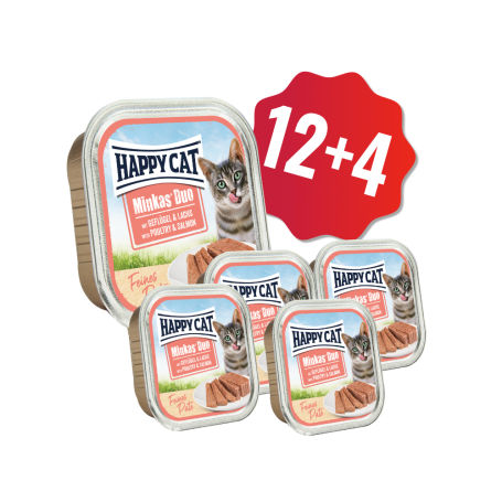 AKCE HC Minkas Duo Paté Drůbež & Losos 100g 12+4