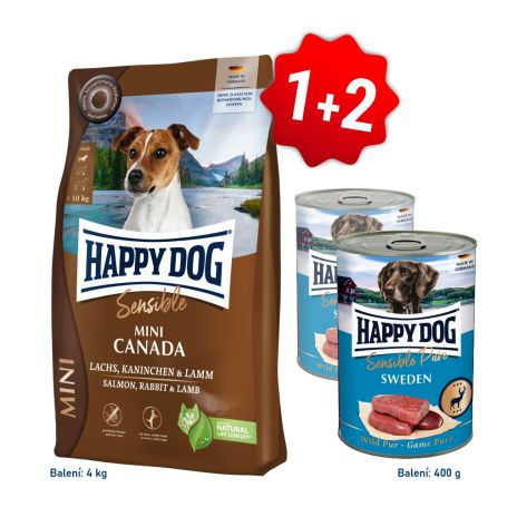 Akce Mini Canada 4kg  + 2x konzerva Wild Pur 400g  