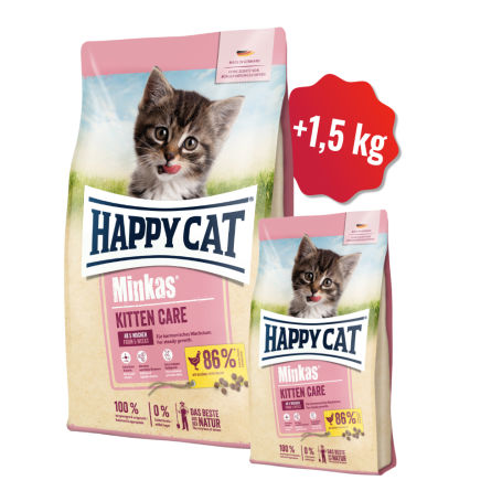 Akce Minkas Kitten Care Geflügel 10 kg + 1,5 kg