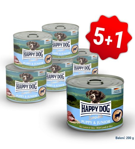 AKCIA Sensible Puppy & Junior - Lamm & Reis - jahňacie 200 g 5+1 