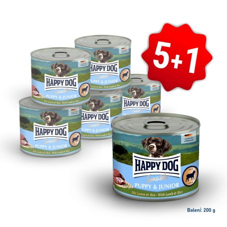 AKCIA Sensible Puppy & Junior - Lamm & Reis - jahňacie 200 g 5+1 