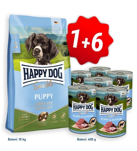 AKCE Sensible Puppy Lamb & Rice 10 kg + 6x konzerva Puppy & Junior Lamm - jehněčí 400 g