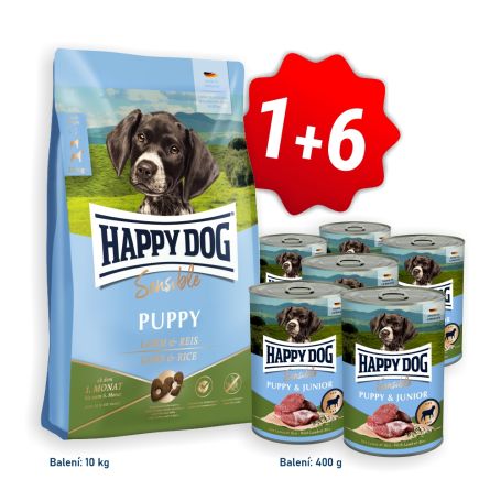 AKCE Sensible Puppy Lamb & Rice 10 kg + 6x konzerva Puppy & Junior Lamm - jehněčí 400 g