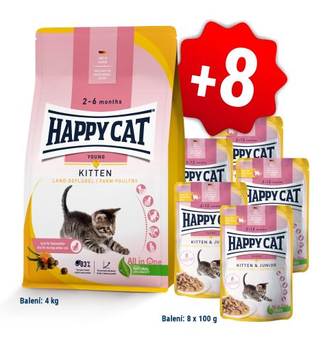 AKCE Kitten Land Geflügel 4 kg + 8 kapsiček