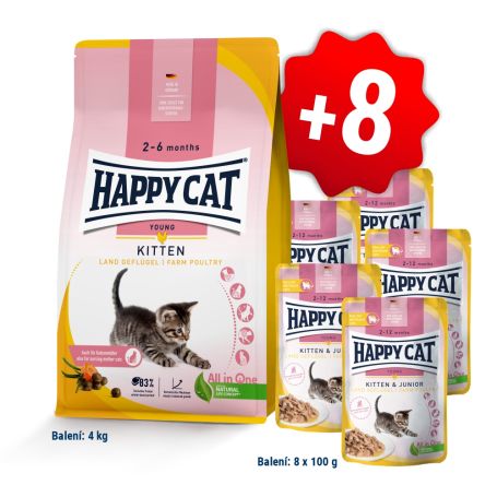 AKCE Kitten Land Geflügel 4 kg + 8 kapsiček