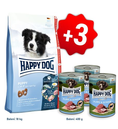 AKCIA Fit & Vital Puppy 18 kg + 3x konzerva Puppy & Junior Lamm - jahňacie 400 g 