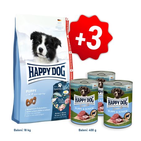 AKCIA Fit & Vital Puppy 18 kg + 3x konzerva Puppy & Junior Lamm - jahňacie 400 g 