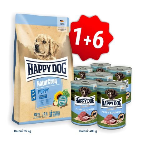 AKCIA NaturCroq Puppy 15 kg + 6x konzerva Puppy & Junior Lamm - jahňacie 400 g 
