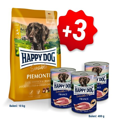 AKCIA HD Sensible Piemonte 10kg + 3x Konzerva Ente Pur (France) 400g
